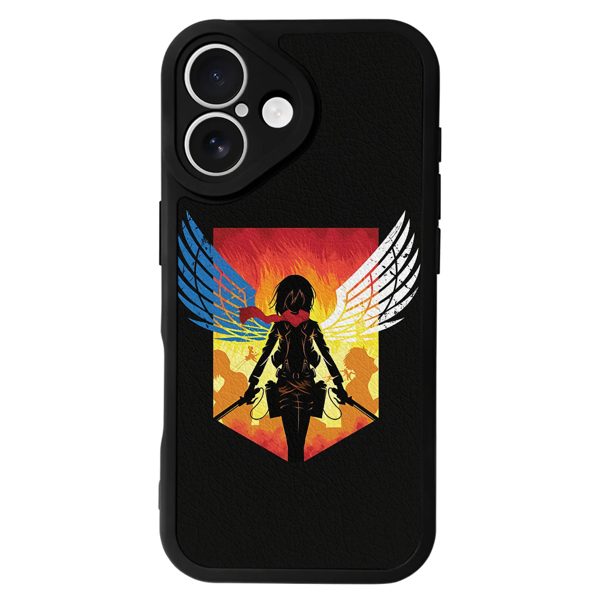 進撃の巨人 グッズ ミカサ・アッカーマン - IPhone 16シリーズ対応 ・ シリコンスマホケース ・ レザー調 ・ 高精度フィット ・ 耐衝撃 ・ ワイヤレス充電対応 ・ 精密カット